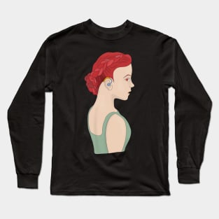 Girl using a hearing aid Long Sleeve T-Shirt